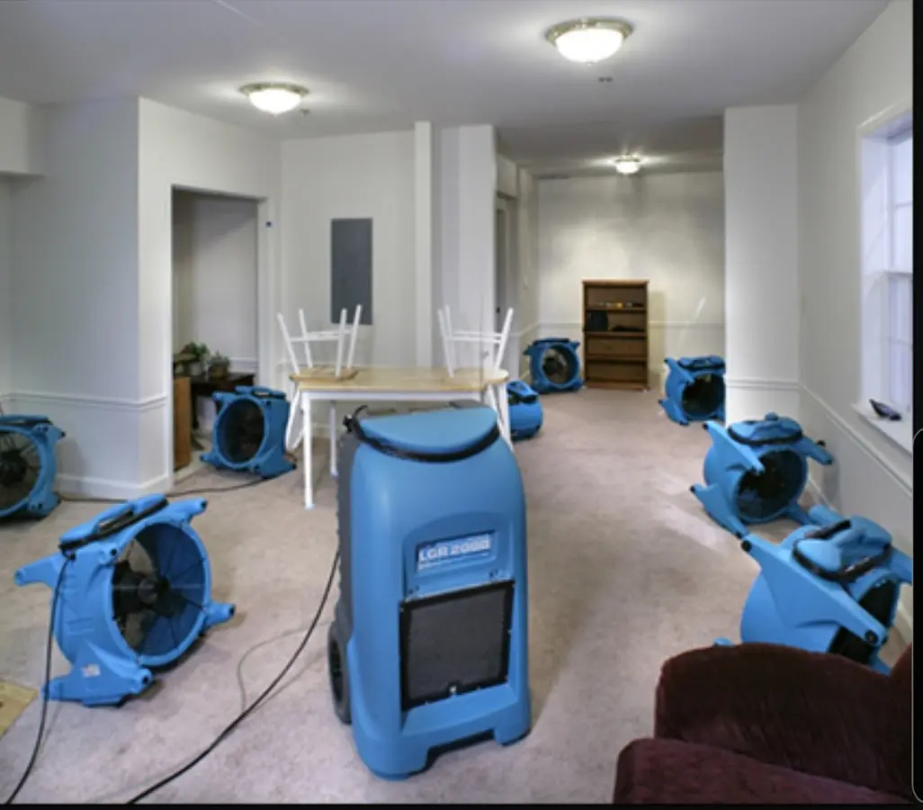 Air movers and dehumidifier setup for Water Damage Restoration in Hatboro